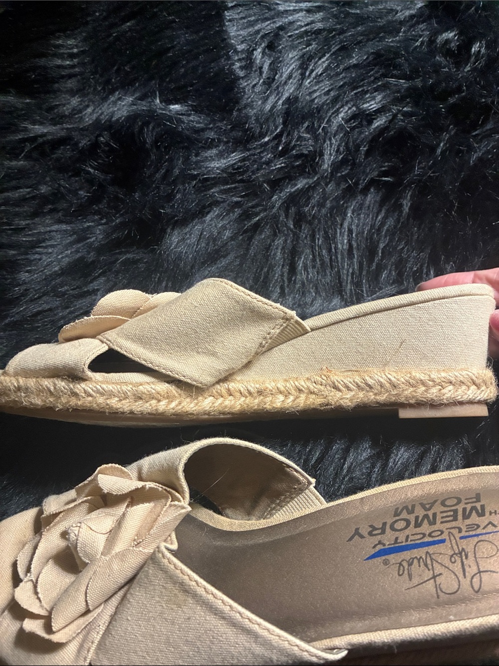 Life Stride Beige Floral Espadrille Wedge Slides - Picture 9 of 12